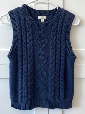 LIKE NEW J. Crew Factory Cable Sweater Vest cotton Navy XS shell tank